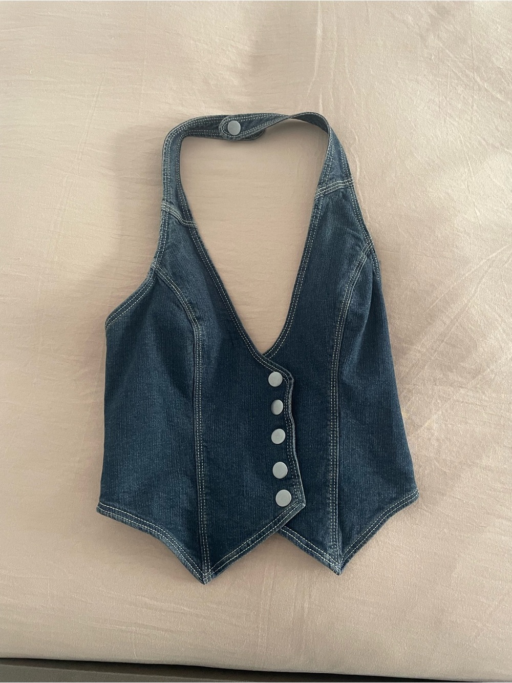 Urban Outfitters Dark Blue Denim Halter Vest